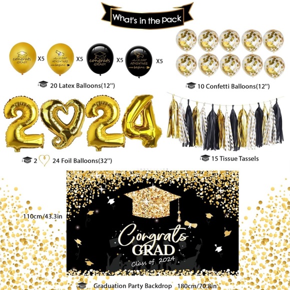 Graduation supplies party decorations brand new balloons banner foil cluster - Picture 2 of 6